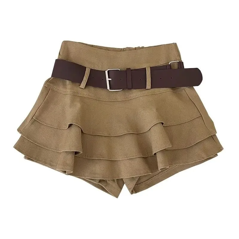 2026 Summer New Double Layer Ruffle Women's Skirt Slim High Waist Korean Style Female Casual Short Cake Skirt Trend