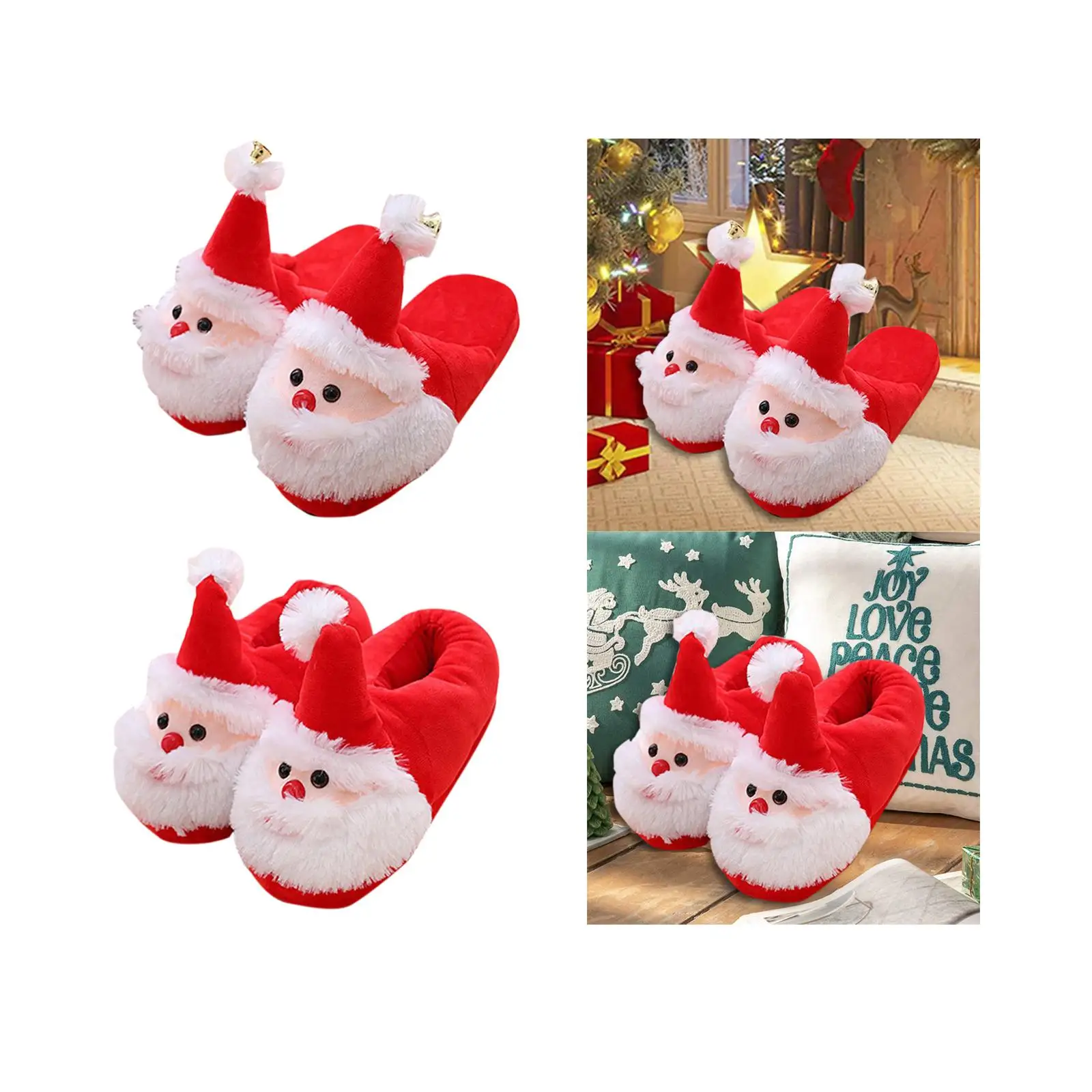 Christmas Slippers Warm Slippers Indoor Shoes Stable Walking Santa Slippers Plush Slippers for Travel Accessories Living Room