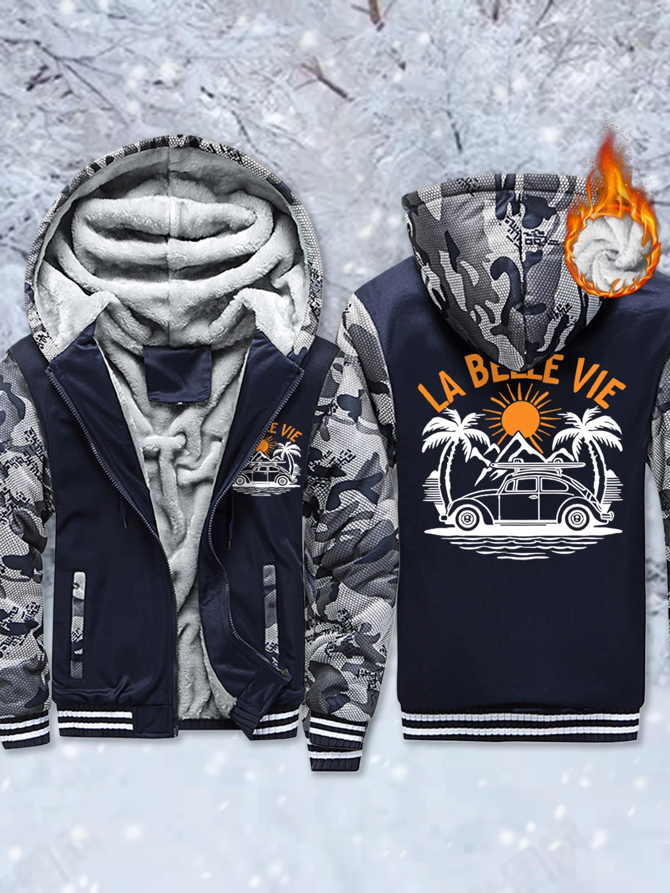 

La Belle Vie, флисовые теплые куртки с пляжным узором, унисекс, мягкие удобные жилеты, утепленная зимняя уличная одежда, толстовка на молнии с карманами, повседневный топ