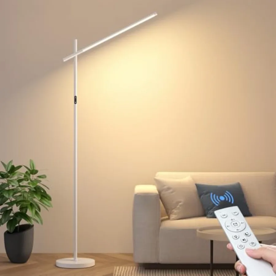 

LED Corner Floor Lamp 360°Rotating Head Super Bright 1800LM Dimmable Minimalist Floor Lamps with Remote Control 3000K-6000K Mod
