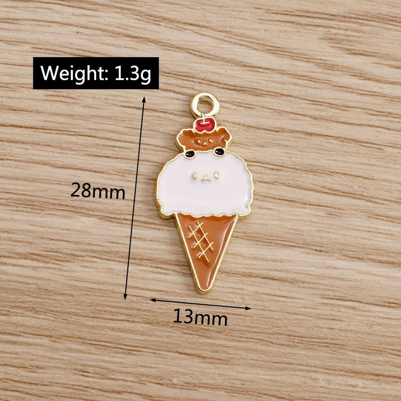 Tusember 10 Stück Niedliche Lebensmittel-Anhänger aus Emaille, Sommer-Eiscreme-Anhänger für Schmuckherstellung, Ohrringe, Halsketten, DIY-Zubehör – Detail 2