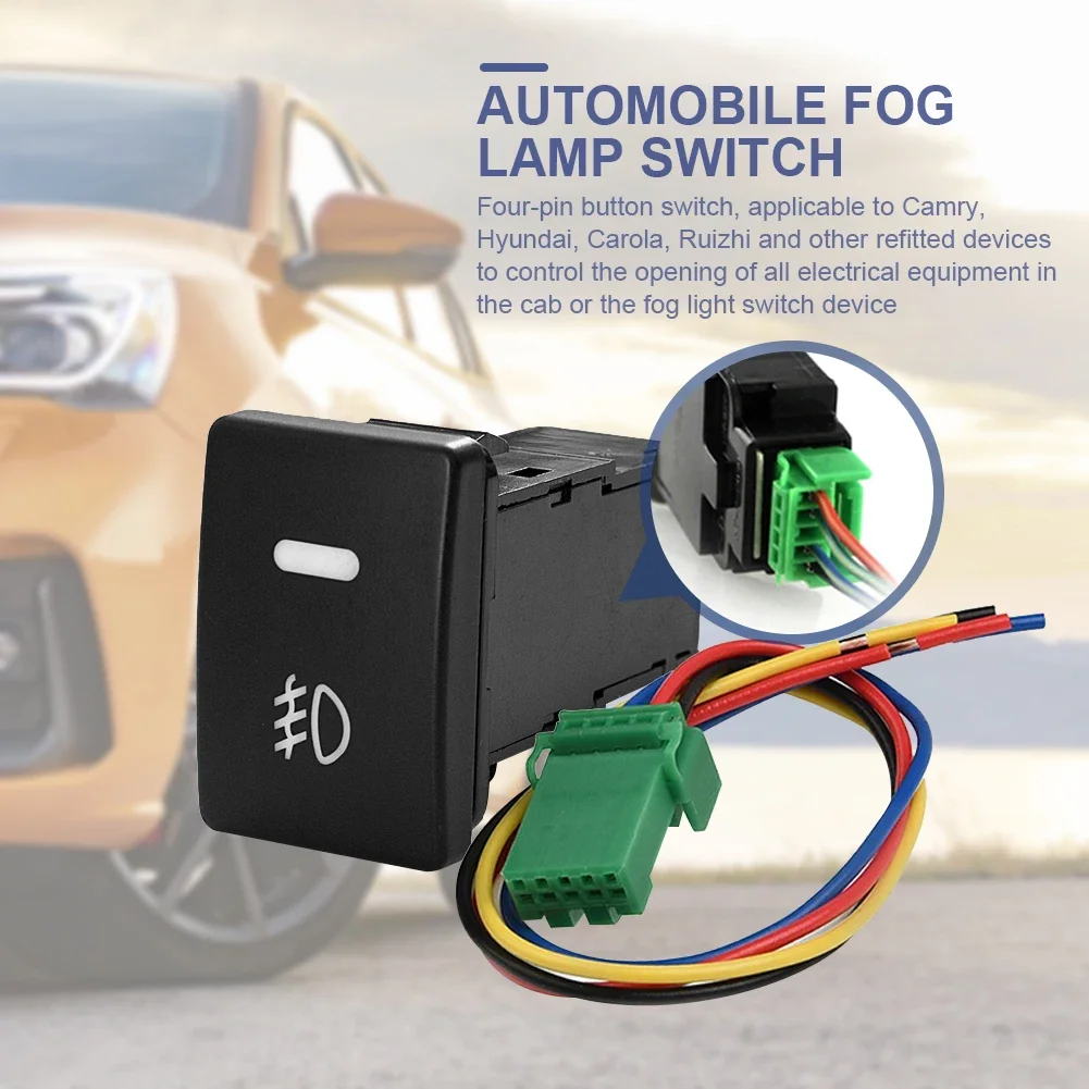 DC12V Front Fog light Push Switch 4 Wire Button Car Fog LED Switch Lamp Light On-Off Button For Toyota Camry Prius Corolla