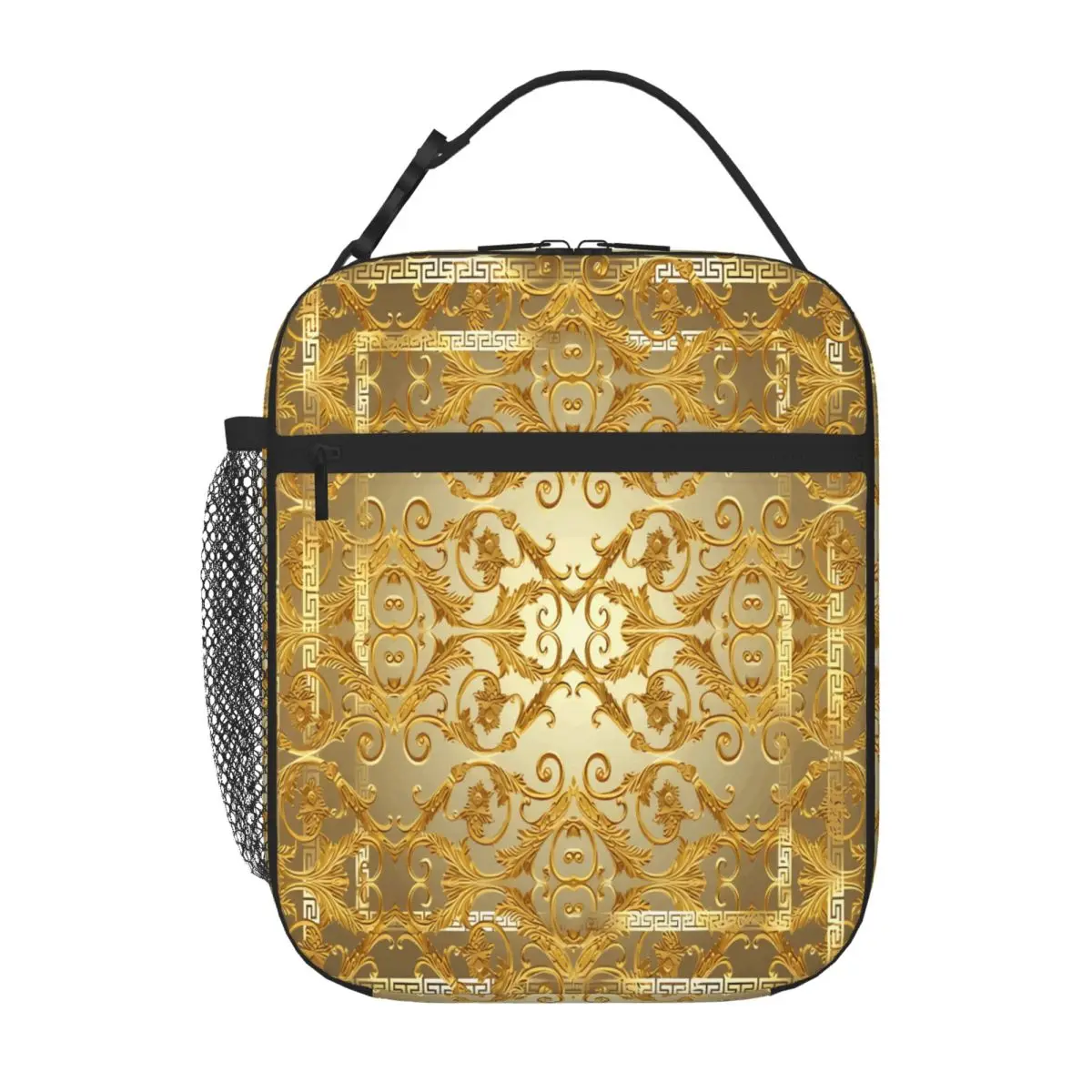 Bestselling Greek Keys 4 Golden Baroque Style Multi Pocket Carry Lunch Bag Yard Party Food Cooler Bag