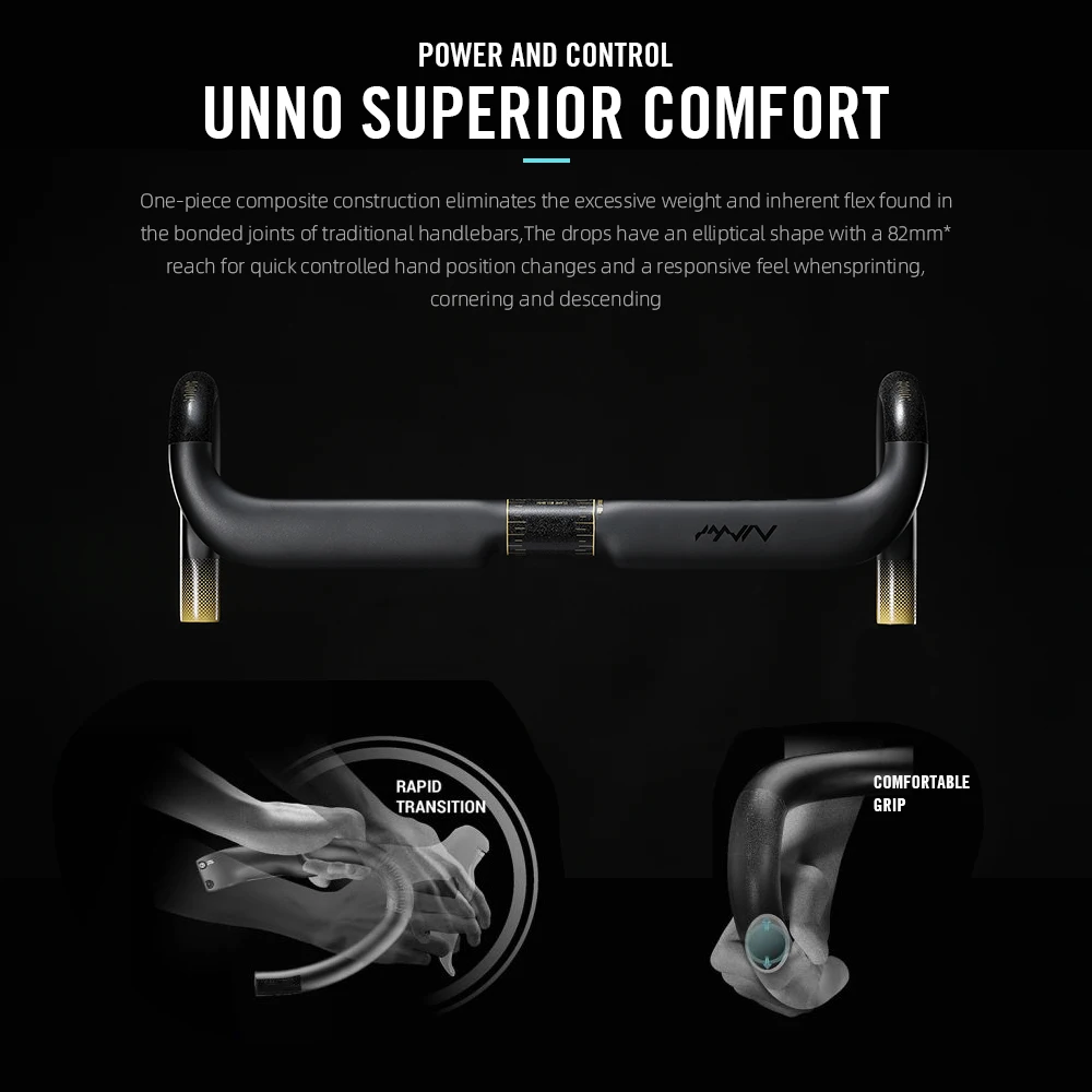 RYET UNNO Carbon Handlebar Road Bike UD Matt Ultralight Handle Bar Bicycle Bent Bar 40 42 44cm HandleBar 31.8mm Cycling Parts