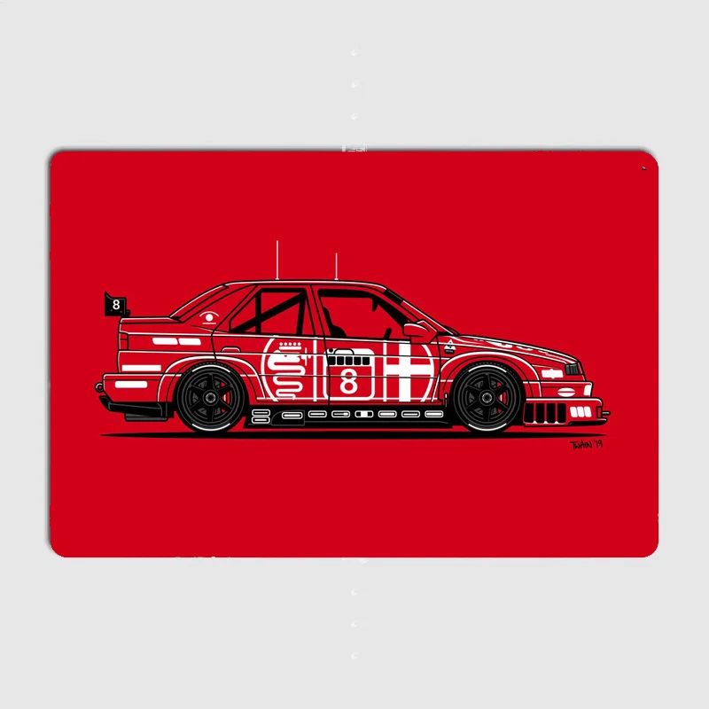 DTM Red 155 V6 Classics Racing and Rally Car Metal Plaque Poster indoor outdoor Home Bedroom Bar Tin Sign Room Decor Wall Decor