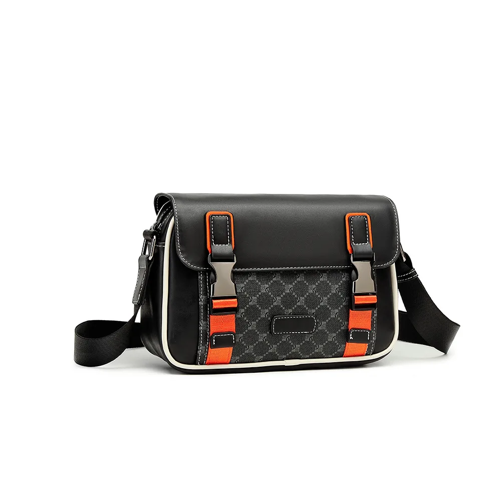 Modische Karierte Umhängetasche für Herren, Modische Schultertasche mit Blumenmuster, Herren-Umhängetaschen, Crossbody-Tasche, Quadratische Handtaschen für Männer – Detail 11