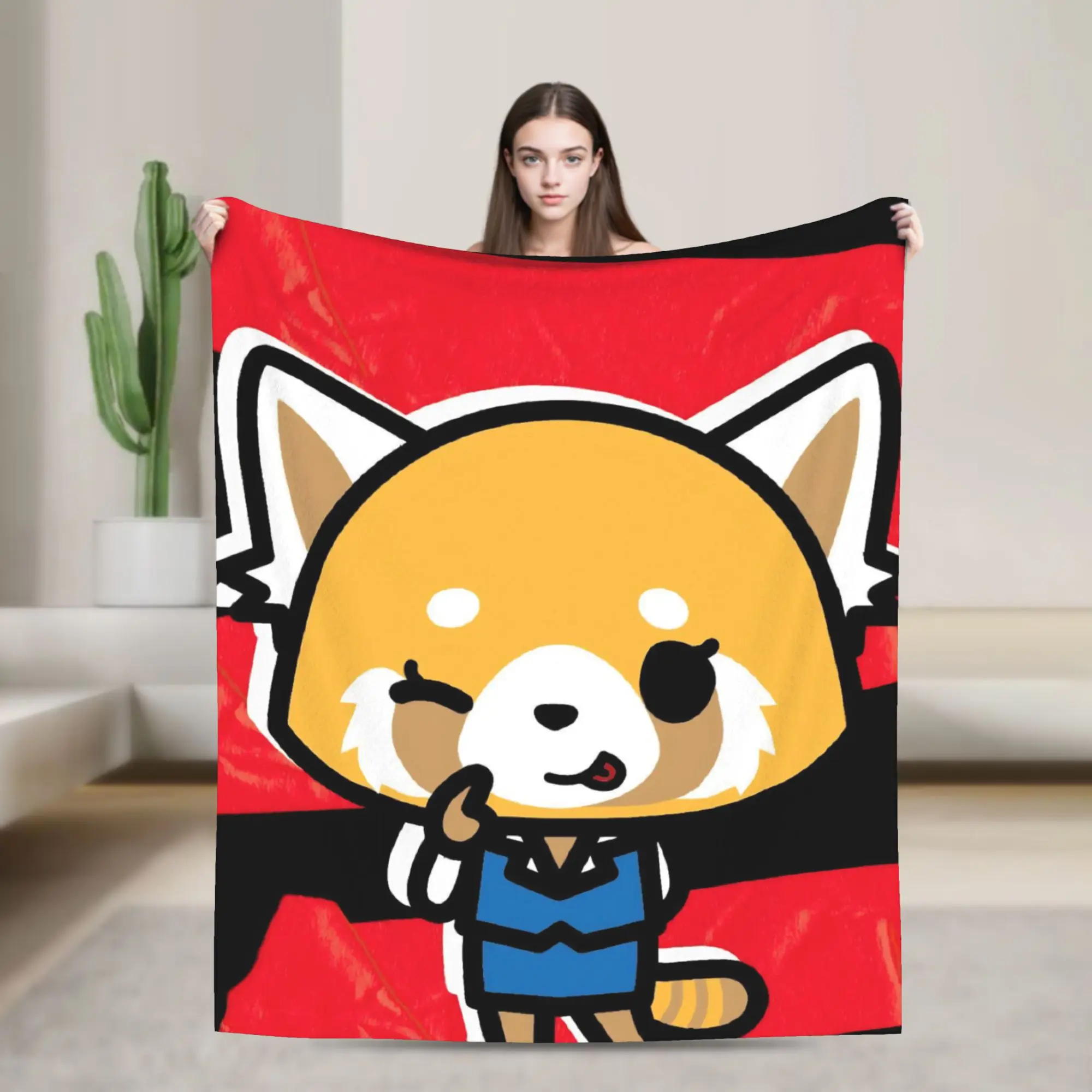 Cute Aggretsuko Retsuko Blanket Anime Flannel Throw Blanket Summer Air Conditioning Decoration Soft Warm Bedspread