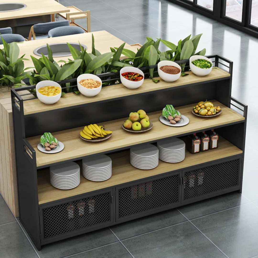 Table side cabinet bowl Malatang wrought iron seasoning table Self-service hot pot restaurant BBQ shop seasoning table