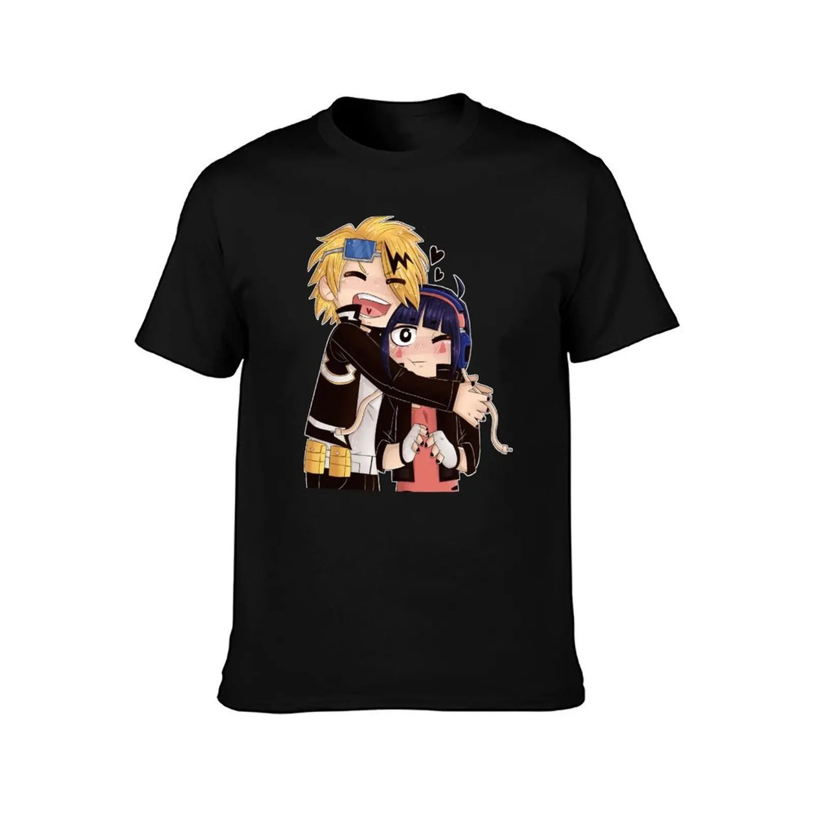 Kaminari and Jirou T-Shirt, Summer Casual Cotton Tee, Oversized Streetwear Tops, Vintage Graphic Print, Loose Fit Short Sleeve