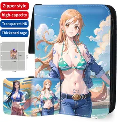 One Piece Cards Binder Holder Book Folder PU Skin Zipper Anime Cartoon Trading Card Binder Collector with 50 inner Pages