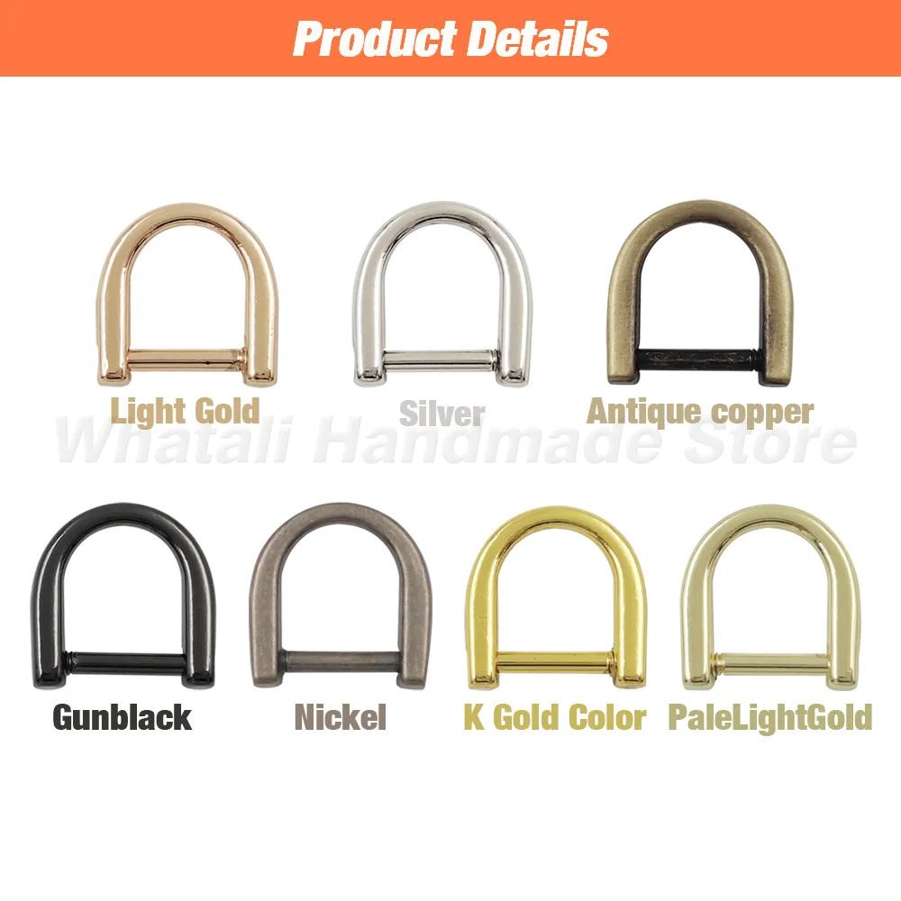 1pcs Metal Detachable Open Screw D Ring Buckle Shackle Clasp For Leather Craft Bag Strap Belt Handle Shoulder Webbing 10mm-20mm