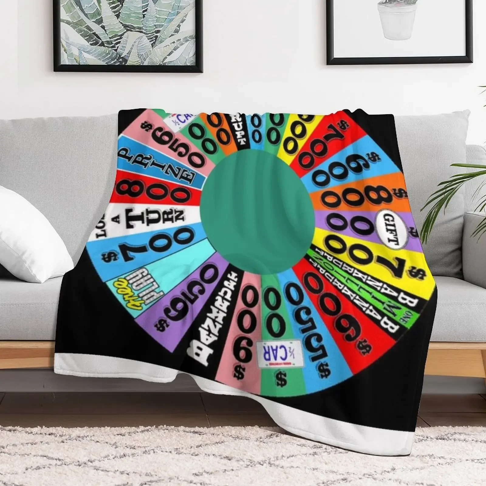 Wheel with prizes, $ amounts Throw Blanket Cozy Light Blanket for Travel Camping Picnic