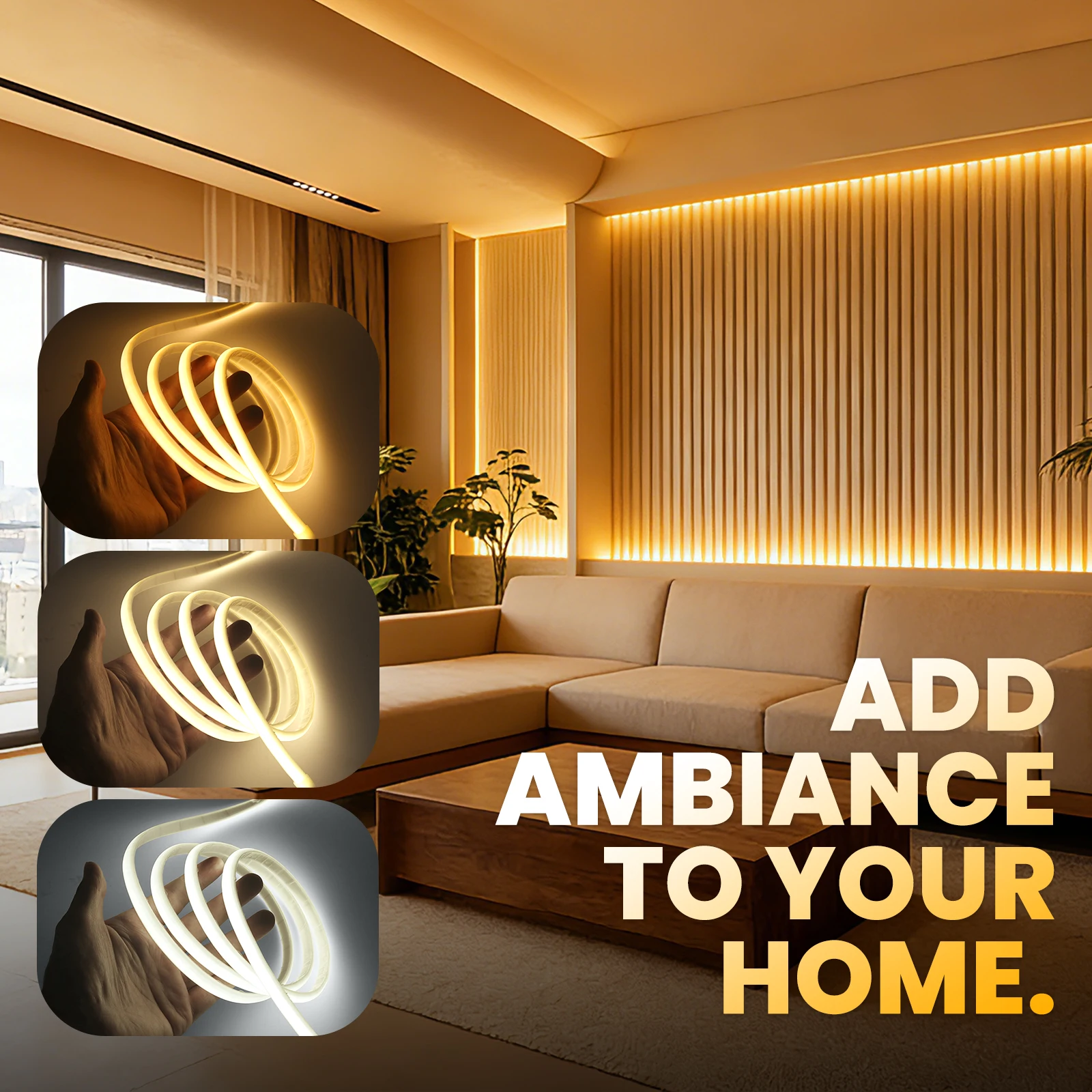 DC 5V COB LED Strip 320 LEDs/m Flexible Neon Tape IP67 Waterproof Light Strip For TV Backlight Home Garden Decor