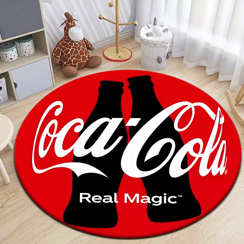 Coca Cola runder Teppich für Wohnzimmer Teppiche Camping Picknick Matten Flanell Anti-Rutsch-Teppich Yoga Matte Geschenke