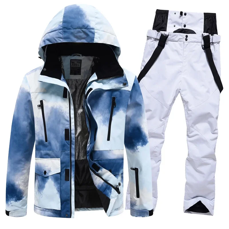 Outdoor Sport Mountain Man Snow Sets Winter Warm Hood Jacket Pants Women Ski Suit Waterproof Female Snowboad Male Outfit Clothes