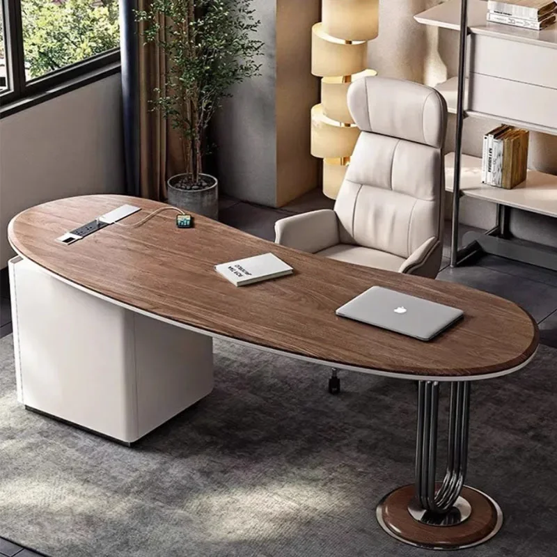 Medieval style desk Commercial solid wood desk Study boss  President  Designer curved table Computer table