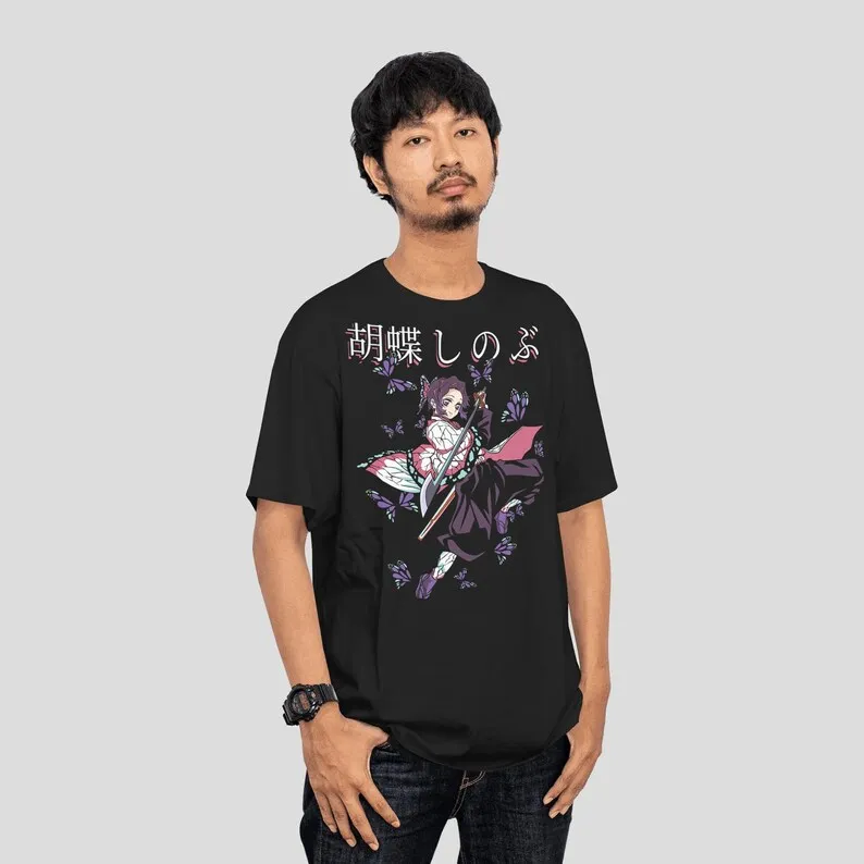 Kochou Shinobu Demon Slayer Anime Merch Printed Shirt Japanese Manga Style Unisex 100%Cotton T-Shirt