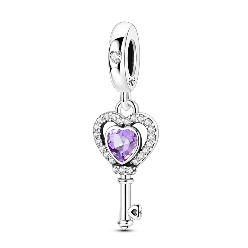 Passend für Original-Armband 925 Sterling Silber Charms Perle CZ Zirkon Schlüssel der Liebe Anhänger DIY Schmuck Geschenk – Detail 2