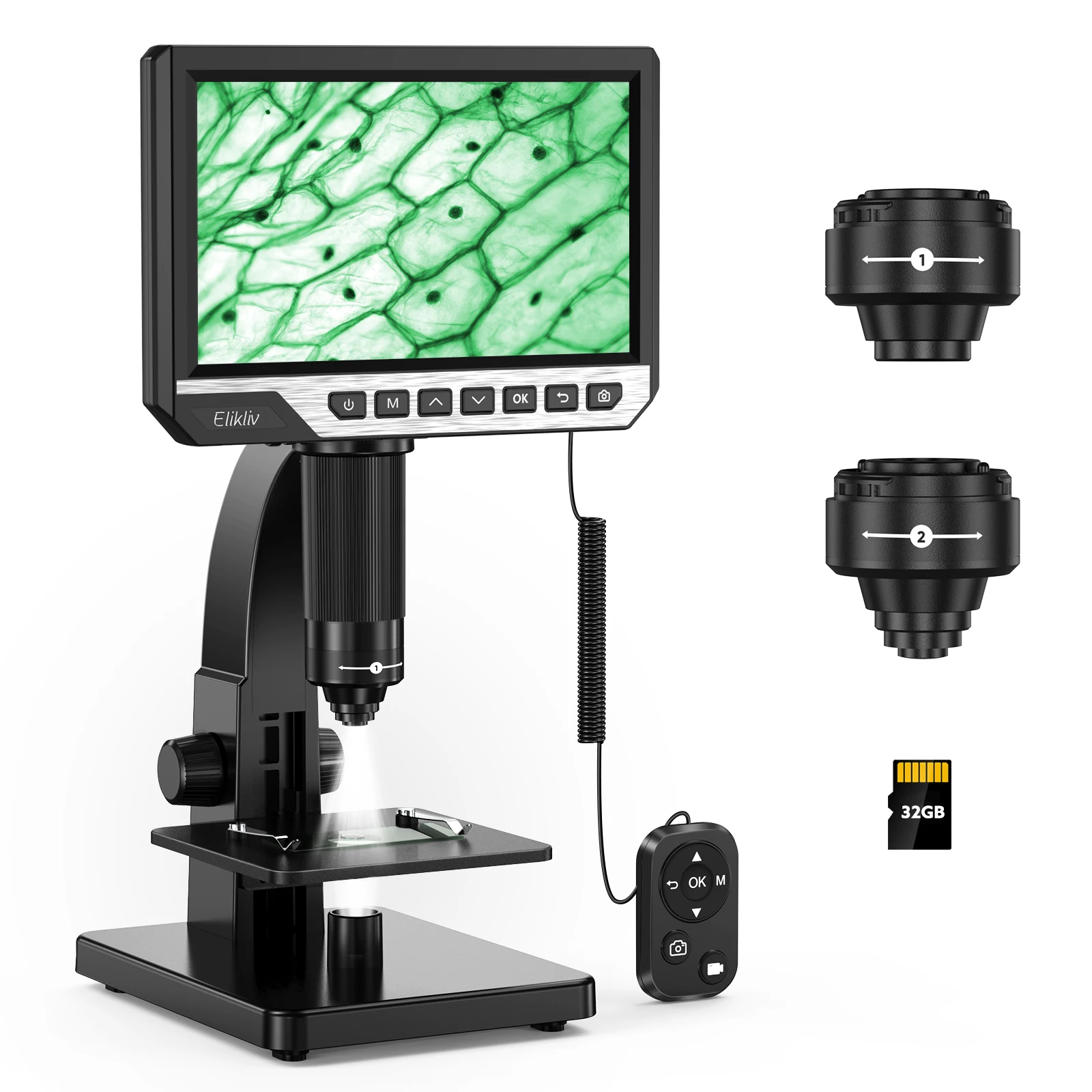 Microscópio Digital Lcd Edm11s com Controle Remoto Microscópio Biológico 2000x para Adultos com Lente Digital e Microbiana