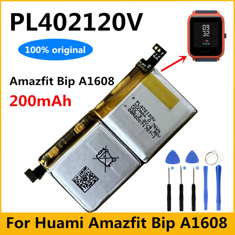 New Original 3.8V 200mAh PL402120V for Huami Amazfit Bip A1608 Small Li-polymer Replacement Smart Watch Phone Battery