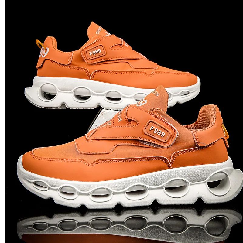 2022 Fashion Orange Platform Sneakers Men Breathable Low Designers Shoes Men Hook Loop Hip-hop Sneakers Men zapatillas de hombre