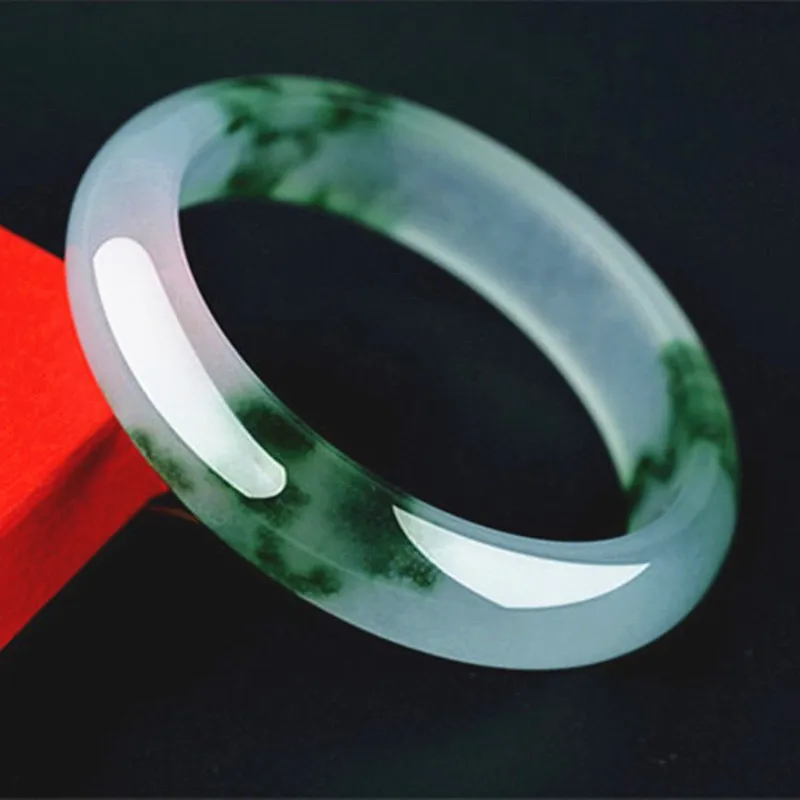 

Wholesale jadeite ice flower jade bracelet blue and green flower three-segment lady jade bracelet live supply gift