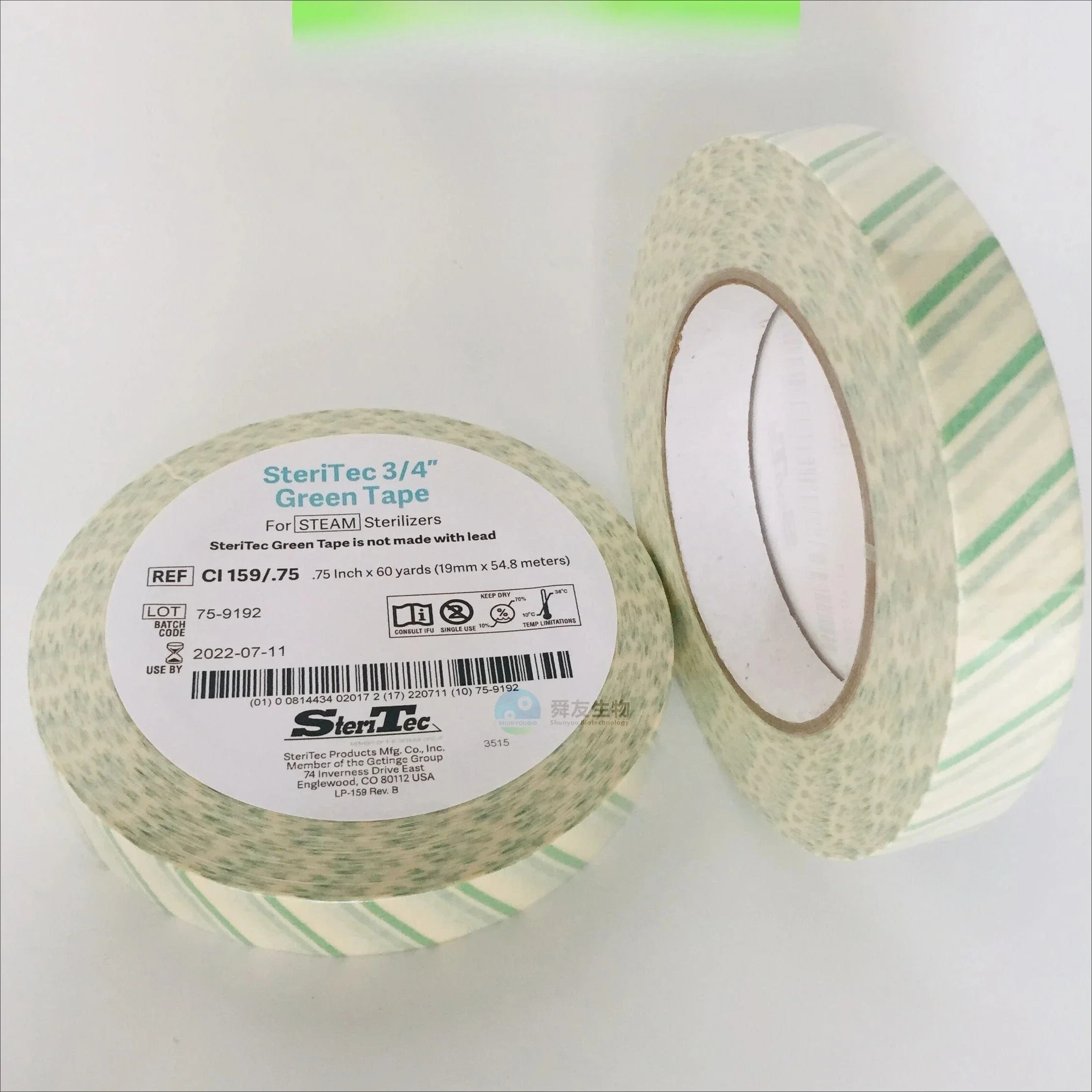 SteriTec Hydrogen Peroxide Chemical Indicator Strip CI115 Steam Sterilization Indicator Tape CI159/.75