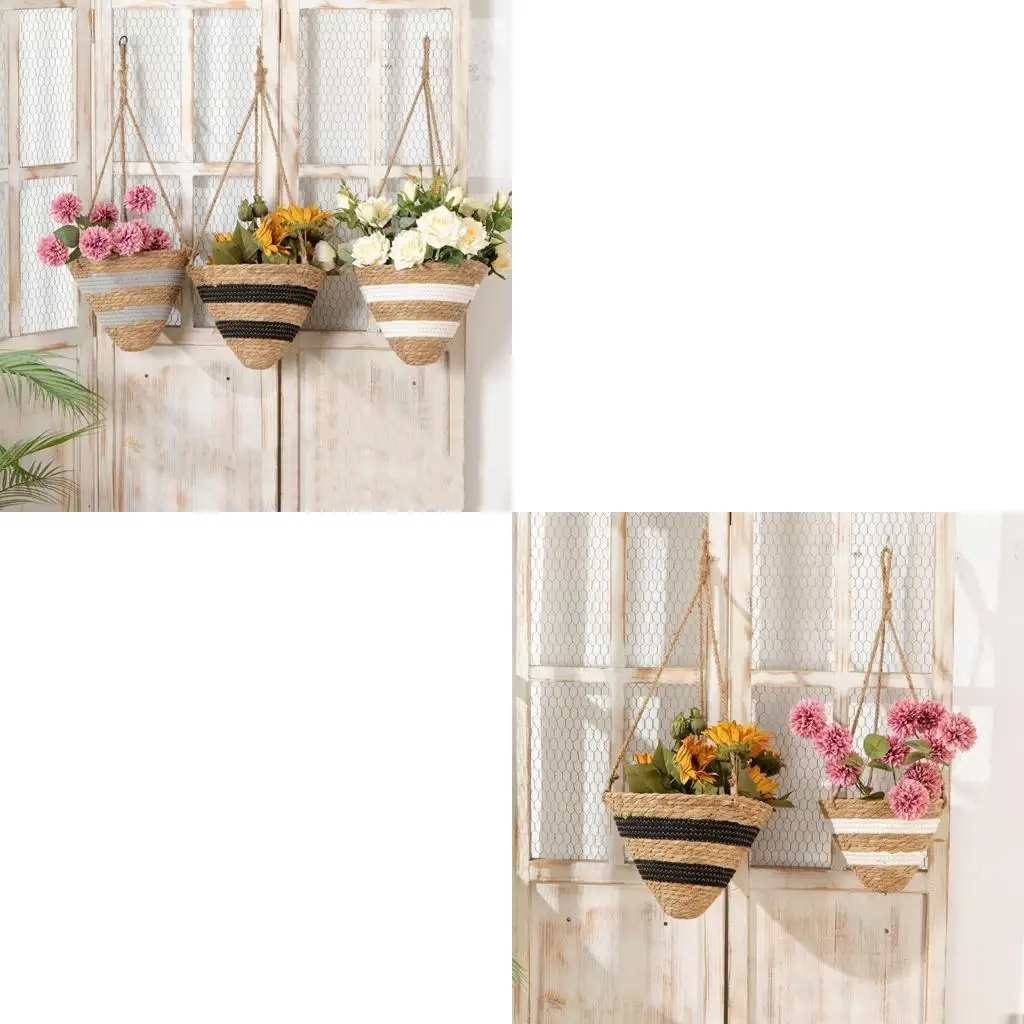 

Woven Hanging Basket Plant Multipurpose Festival Holiday Party Decoration C5AD