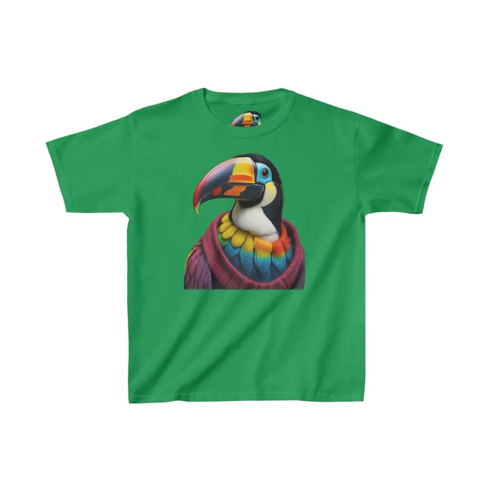 Kids Cotton Tee toucan parrot portrait rainbow wool sweater art painting t-shirt