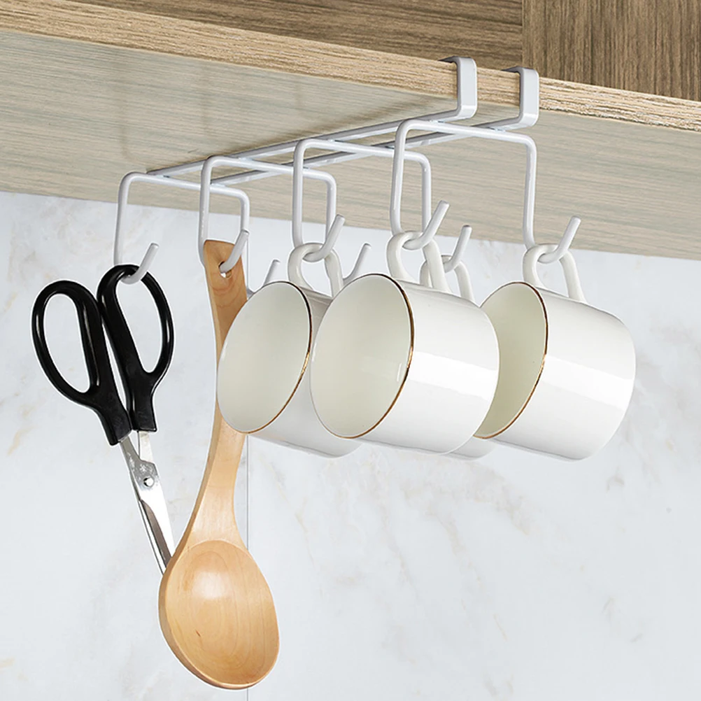 

Iron Mug Bracket Under Cabinet Punch Free Cup Holder Rack Coffee Mug Hanger Kitchen Organizer Cupboard Hanging Rack Wine Cup