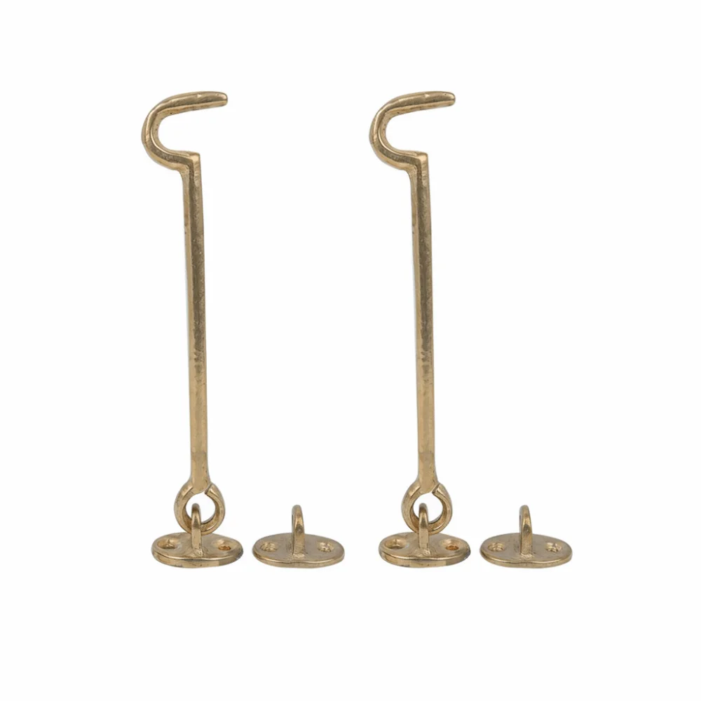 2pcs Privacy Door Brass Window Latches Heavier Duty 6.9 Inch Hook and Eye Latch Barn Door Latch Window