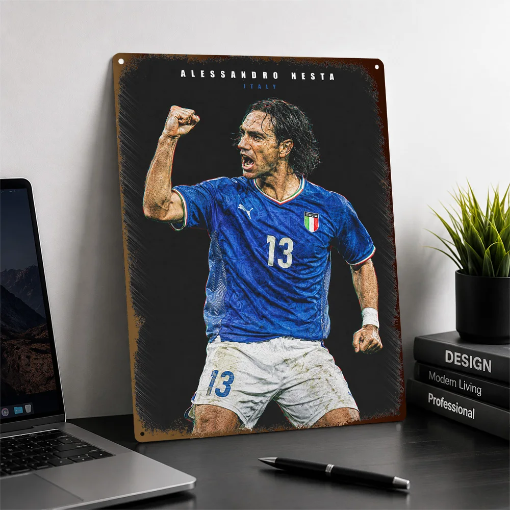 Alessandro Nesta Football Textured Poster Customized Metal Tin Sign Club Legacy Style Wall Art Ideal For Home Gym Or Game Room