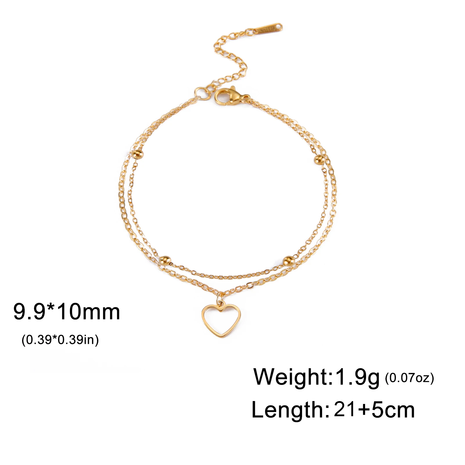 Kkjoy Einfache Edelstahl Silber Farbe Hohl Liebe Herz Weibliche Fußkettchen für Frauen Bein Armband Kette Schmuck Geschenk Für Mädchen – Detail 16