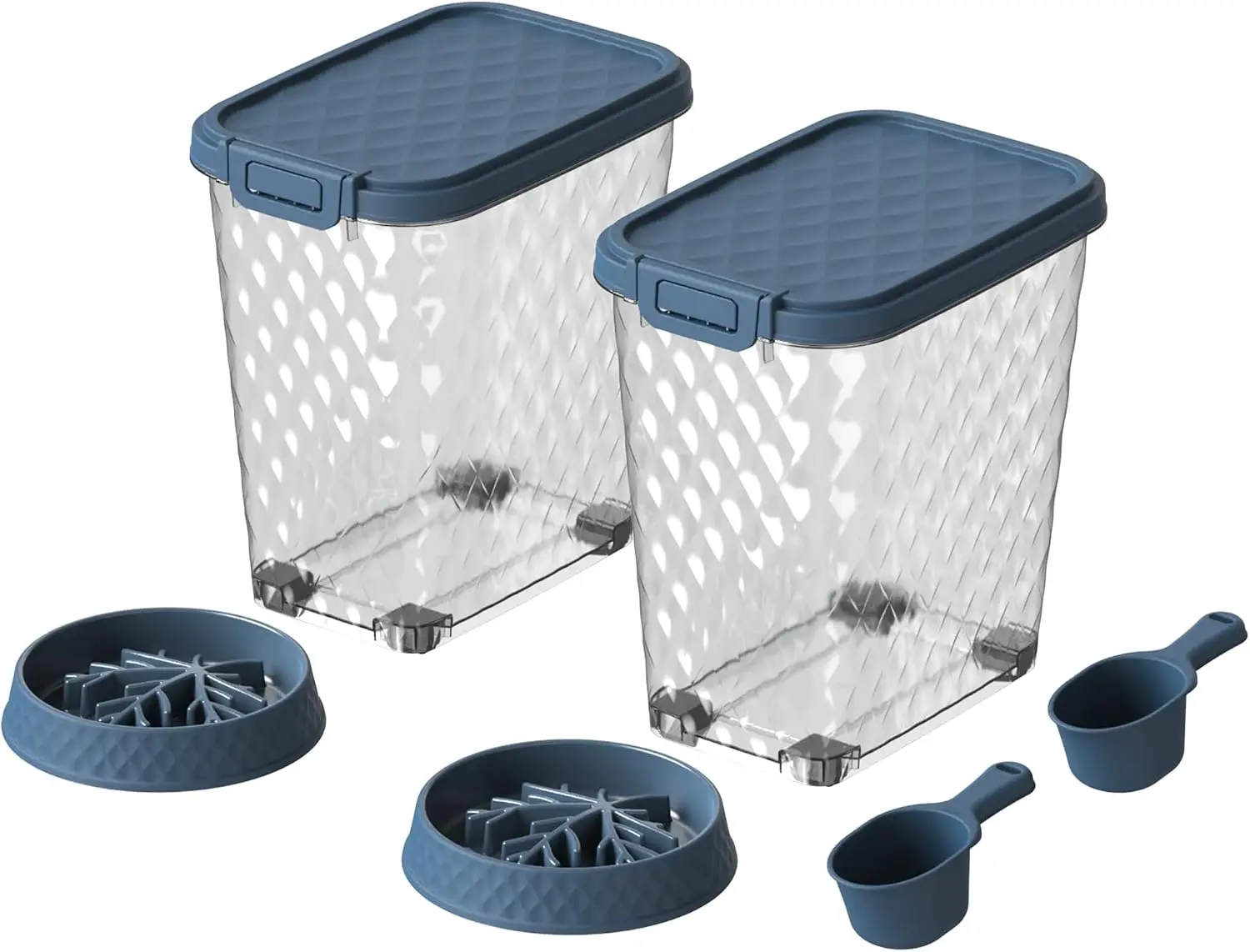 2-Pack 60LBS Pet Food Storage Containers with Airtight Lid, Transparent Body, Sturdy Resin Construction for Indoor Dog & Pet Food Storage