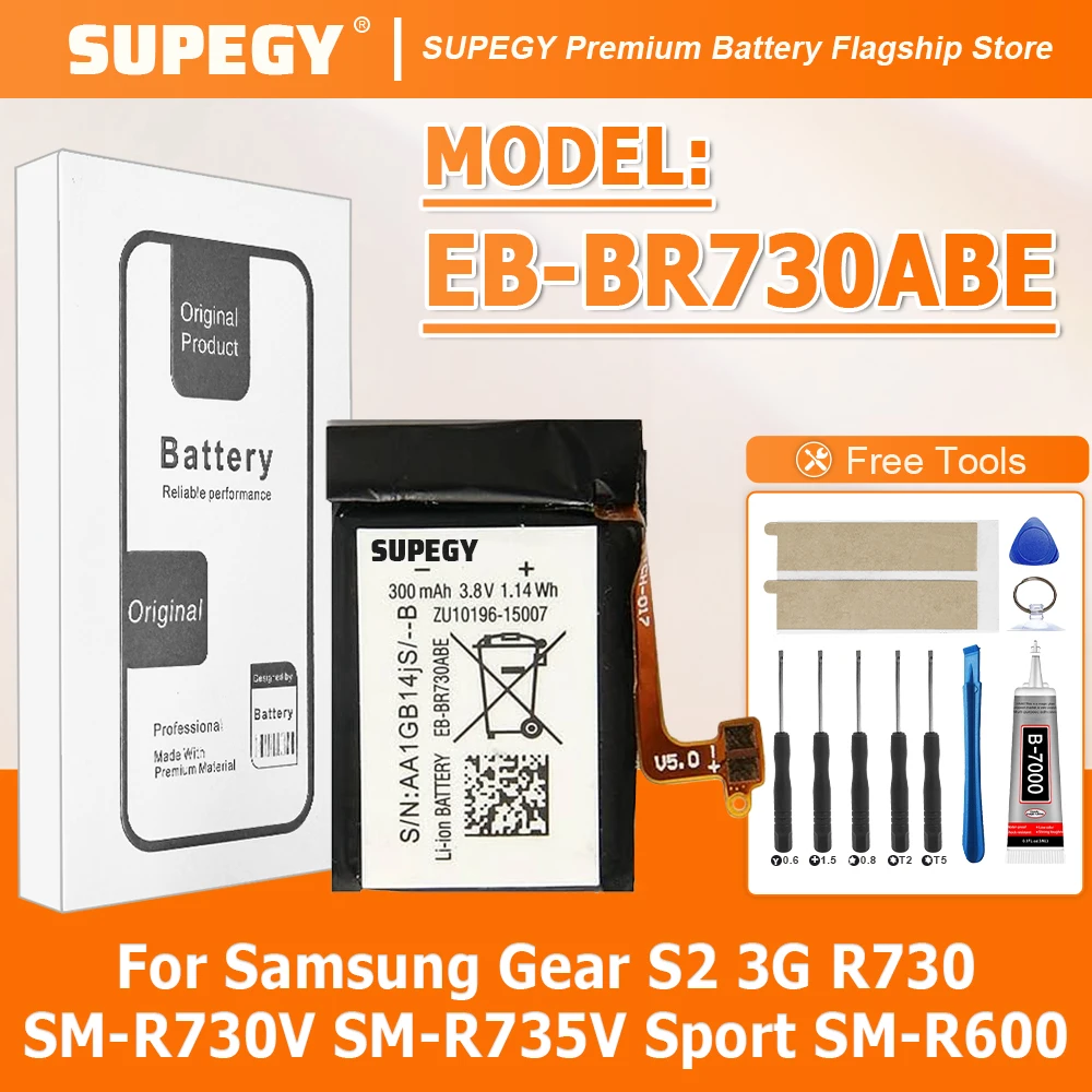 EB-BR730ABE Battery for Samsung Gear S2 3G R730 SM-R730V SM-R735V Sport SM-R600 Smart Watch  Capacity Repair Part