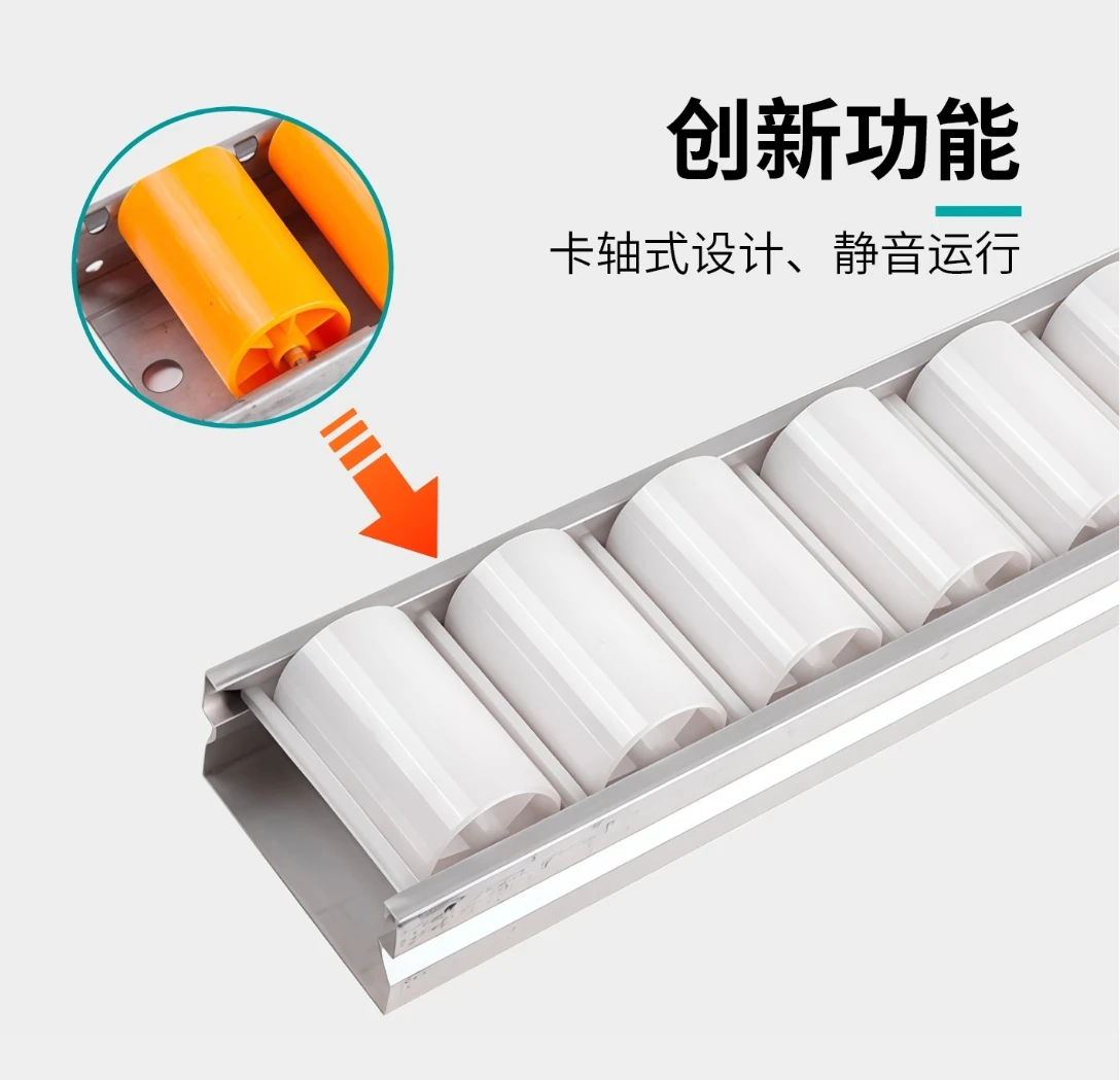 Reinforced bearing, sheet metal, aluminum alloy smooth-flow roller track, thickened frame, heavy-duty shelving rails, and roller