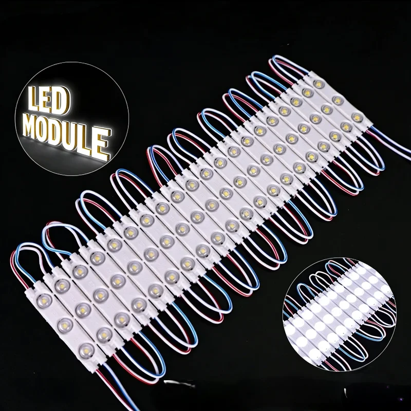 200pcs/lot 2835 SMD Injection LED Sign Module Light DC12V 3LED Brightness Outdoor Waterproof Advertising Signboard Backlightlot