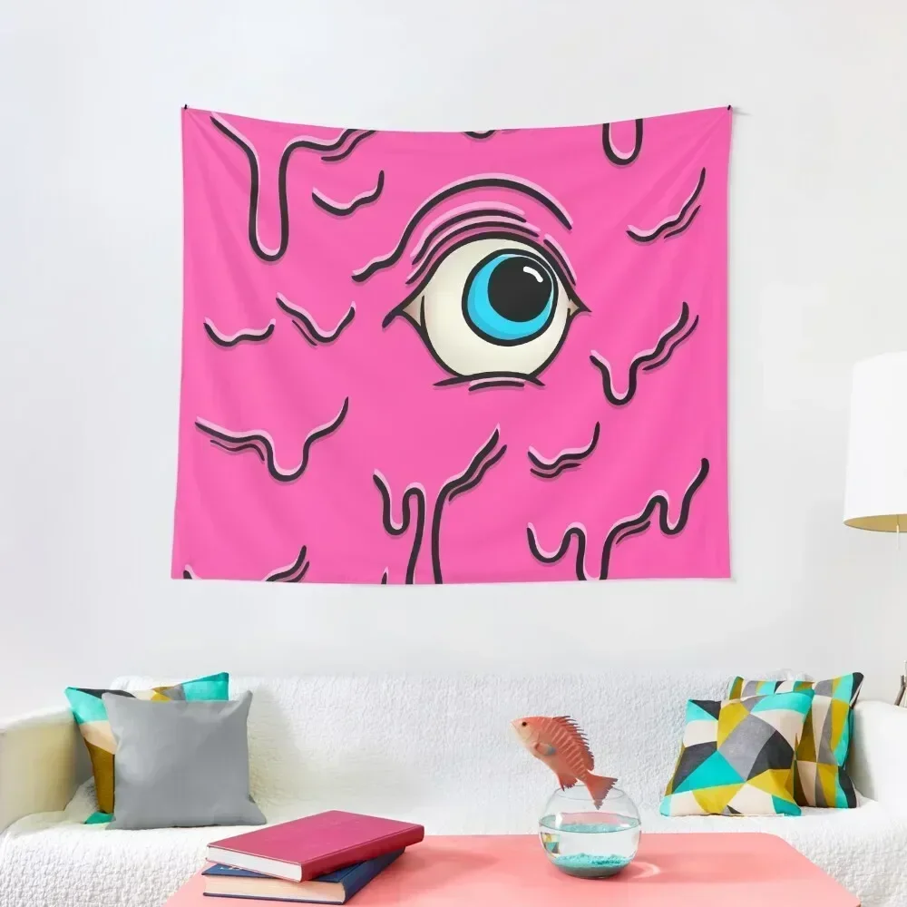 

Pink & Blue Slimy Cyclops Eye Tapestry Wall Mural Cute Room Decor Funny Tapestry