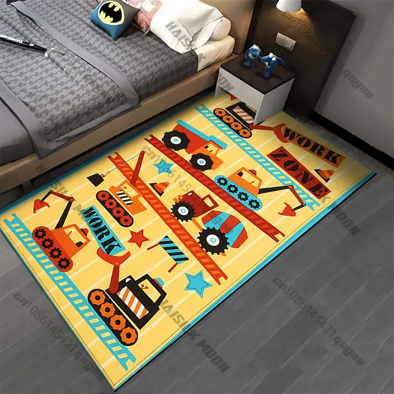 Construction vehicles work zone carpet Yoga living room room decor children's crawling mat doormat area rug games mat
