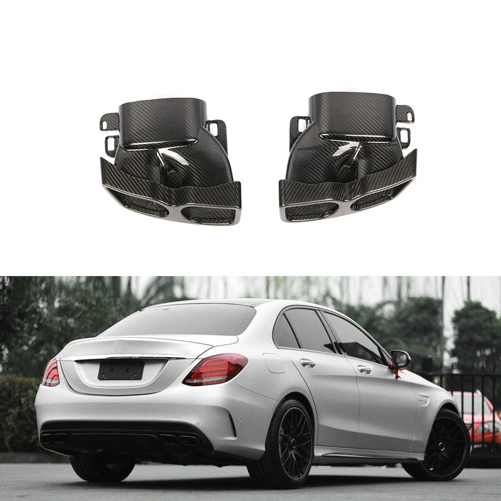 Dry Carbon Fiber W205 Tail Muffler Exhaust Pipes for Mercedes Benz W213 W218 W222 GLE GLC CLA 2019