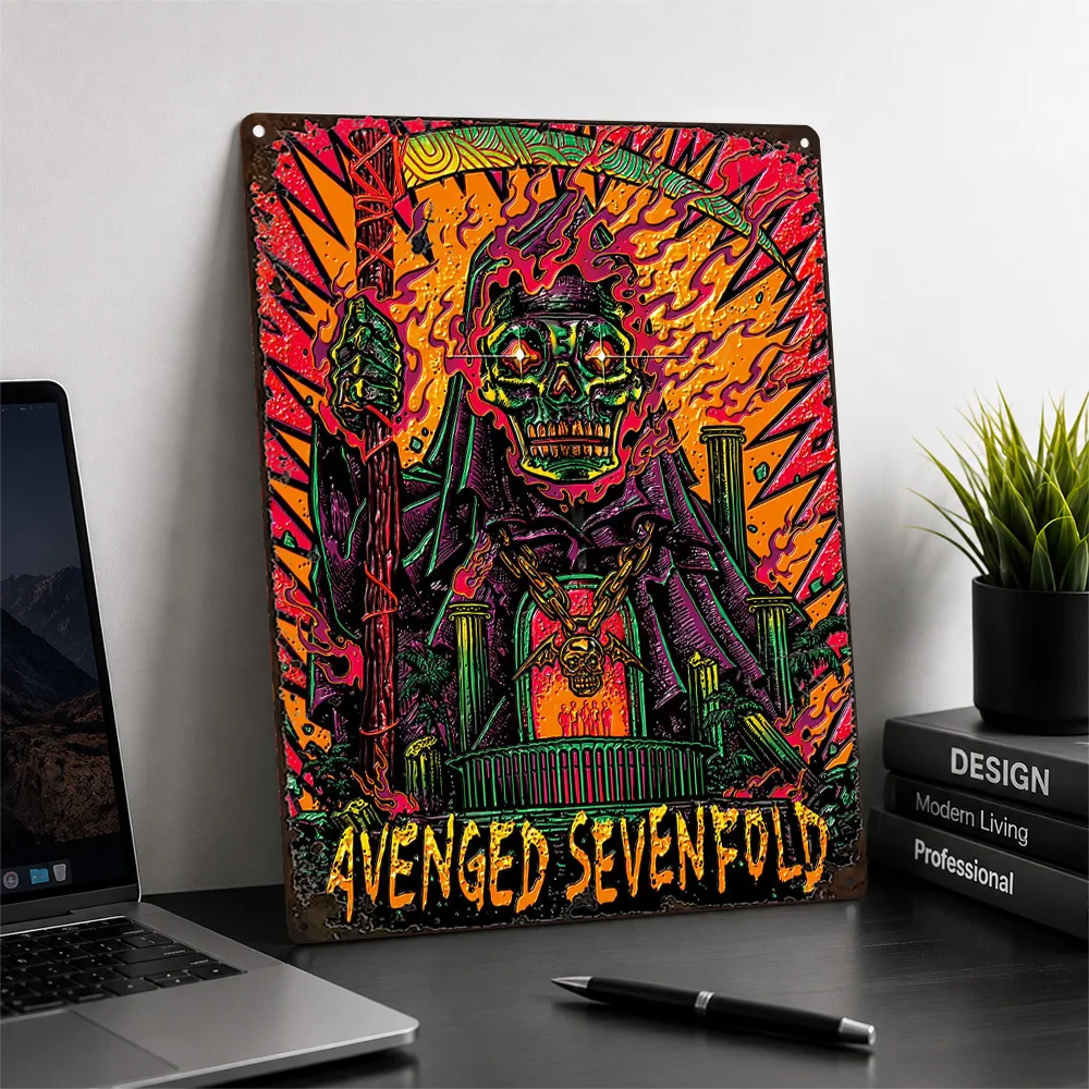 Avenged Sevenfold Reaper Throne Aluminum Poster Gothic Wall Art For Music Studio Customized Metal Sign Record Collector Gift