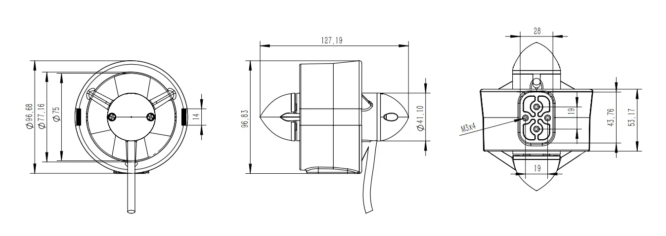 Hydrocean P75 Underwater Thruster With Built-in ESC ROV Underwater Robot Waterproof Motor Model Propeller