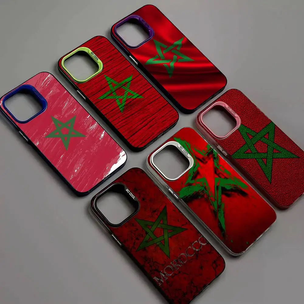 

M-Maroc M-Morocco Flag Phone Case Color Silver Shell For IPhone 17 16 15 14 13 12 11 Pro Max Plus