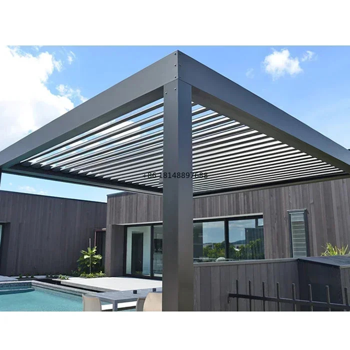 Automatic Patio  Retractable Roof Pergola Outdoor  Grape Rack Canopy Villa Courtyard Garden Leisure Pavilion