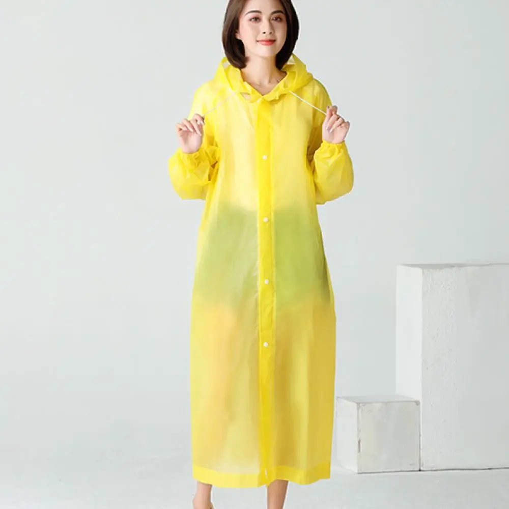 Thicken Long Rain Poncho Eva Adult Waterproof Raincoat Reusable Hooded Cloak Outdoor Hiking Travel Emergency Gear Sport