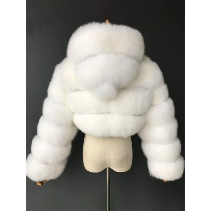 Waist-cinching Faux Fox Fur Coat for Women, A Cross-border Bestseller From Europe America,Short Hooded Retro Thickened Fur Coat.