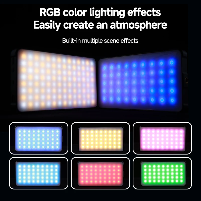 Luz de vídeo LED RGB, Clip de iluminación de fotografía de bolsillo recto para teléfono, iPhone, iPad, cámara portátil, transmisión en vivo Vlog