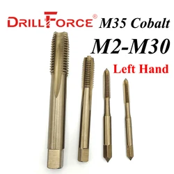 Drillforce Cobalt Left Hand Screw Thread Tap Drill Bits HSSCO M35 Straight Flute Metric M2-M30 Machine Tap For Stainless Steel