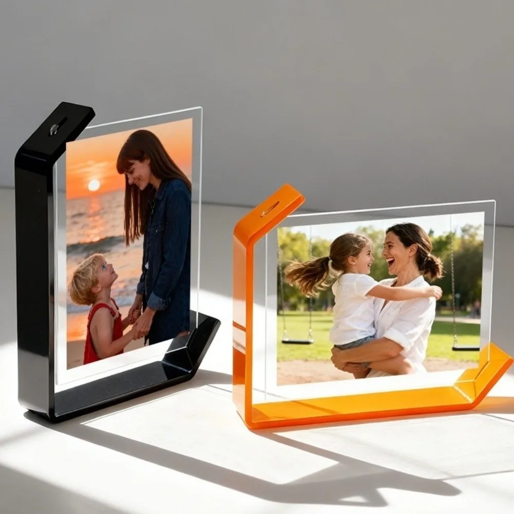 5/6/7/8 Inch Acrylic Photo Frame Modern Transparent Poster Frame Decorative L-shaped Tabletop Stand Tabletop Display
