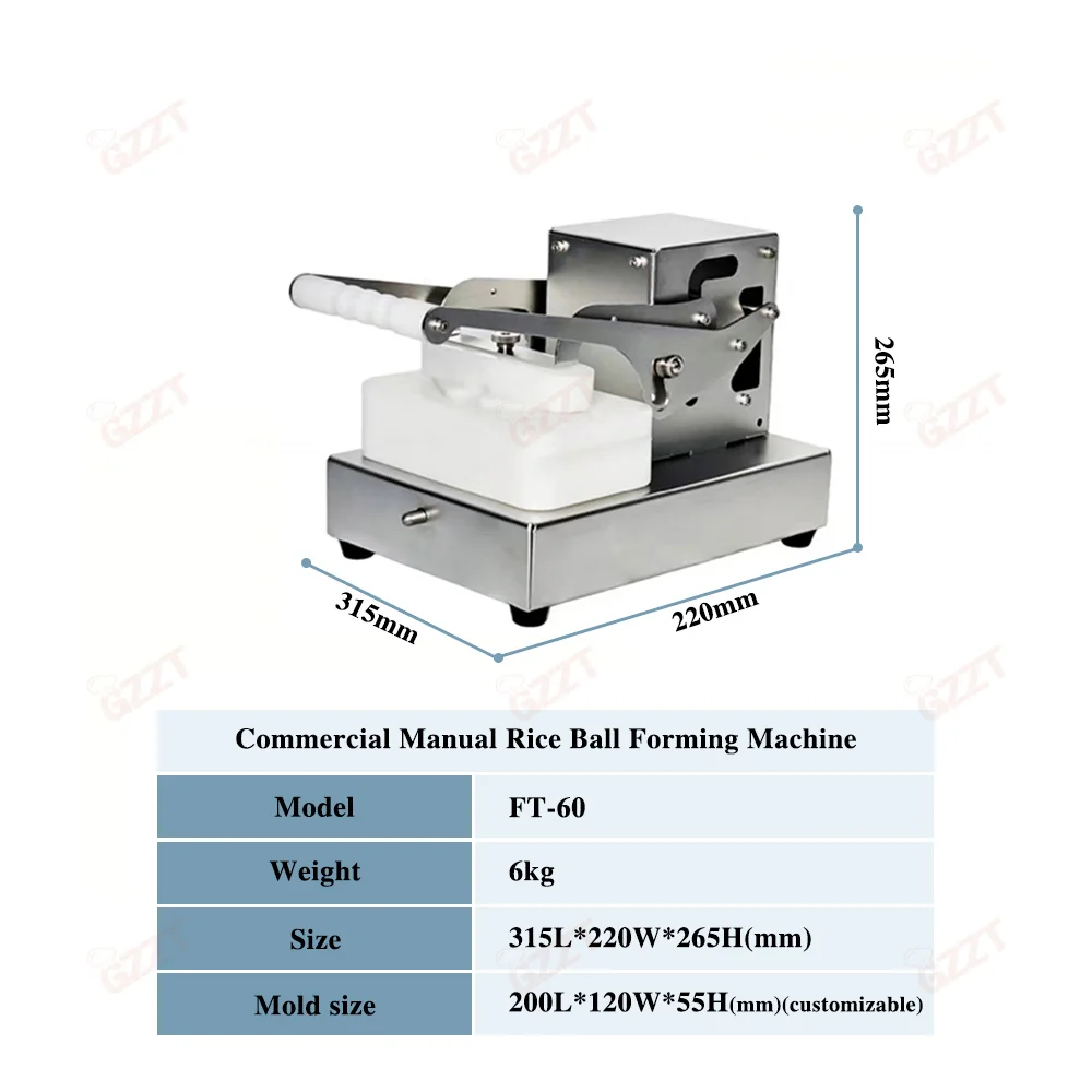 GZZT FT-60 Manual Rice Ball Forming Machine Triangle Sushi Making Maker Rice Ball Pressing Machine Food Processor